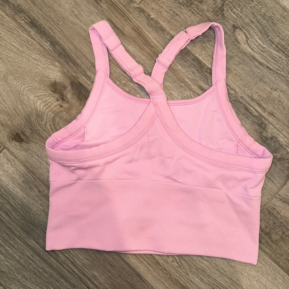 ALO Sweet Pink Seamless Ribbed Favorite Bra Tank XS - Picture 4 of 5